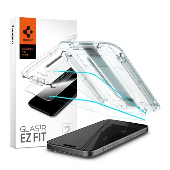 SPIGEN EZ FIT TEMPERED GLASS FC 2 PACK IPHONE 15 PRO SPIGEN EZ FIT TEMPERED GLASS FC 2 PACK IPHONE 15 PRO