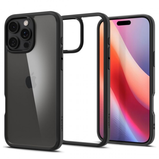 SPIGEN ULTRA HYBRID IPHONE 16 PRO matte black backcover SPIGEN ULTRA HYBRID IPHONE 16 PRO matte black backcover