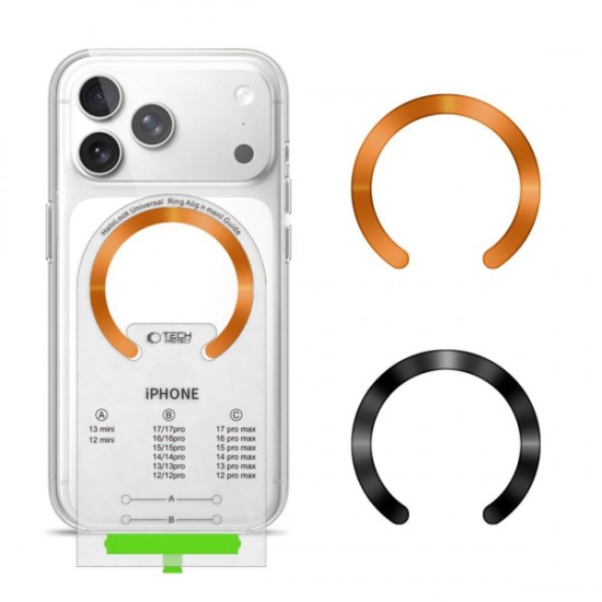 TECH-PROTECT MAGNETIC MAGSAFE RING 2 PACK black & orange TECH-PROTECT MAGNETIC MAGSAFE RING 2 PACK black & orange