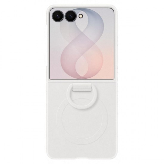 ORIGINAL SILICONE COVER WITH RING FOR SAMSUNG Z FLIP 8 white backcover
