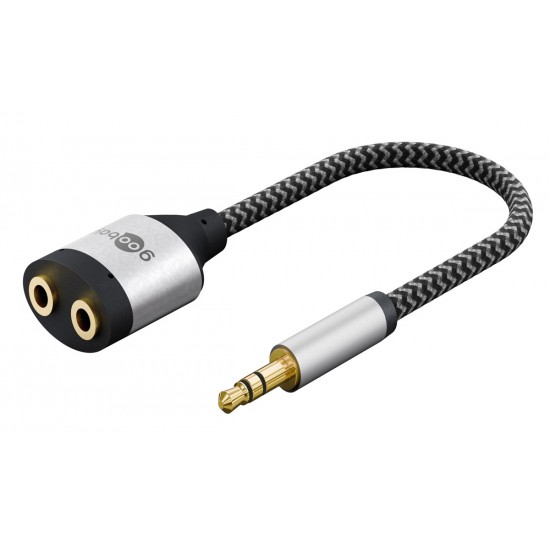 GOOBAY αντάπτορας ήχου 3.5mm σε 2x 3.5mm 80586, μαύρος/γκρι