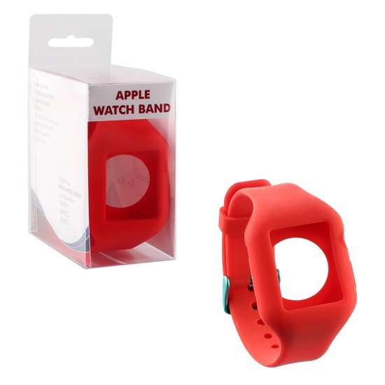 VOLTE-TEL ΛΟΥΡΑΚΙ ΡΟΛΟΓΙΟΥ ΣΙΛΙΚΟΝΗΣ ΜΕ ΠΛΑΙΣΙΟ APPLE WATCH 38mm/WATCH 2 22mm RED