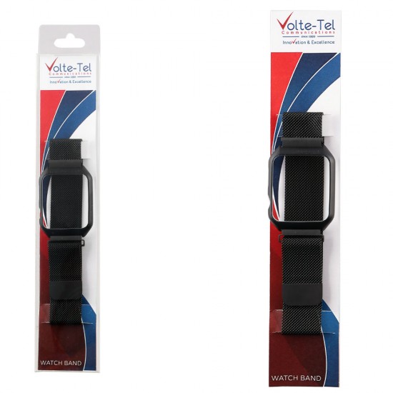 VOLTE-TEL ΛΟΥΡΑΚΙ ΜΕΤΑΛΛΙΚΟ ΜΕ ΠΛΑΙΣΙΟ APPLE WATCH 38mm /WATCH 2/WATCH 3 22mm BLACK