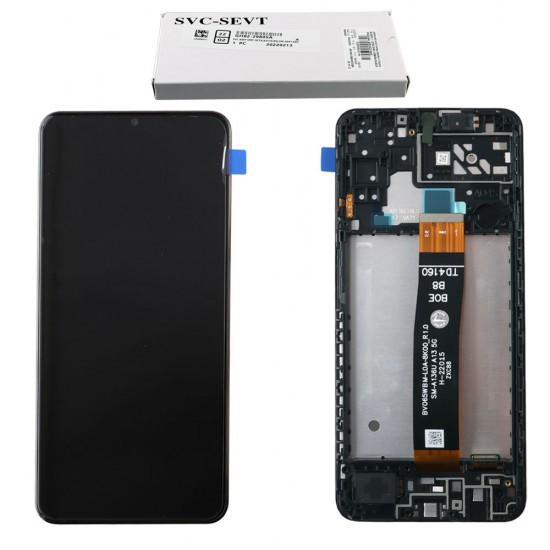SAMSUNG A047 A04s ΟΘΟΝΗ+TOUCH SCREEN + LENS + FRAME GH82-29805A BLACK ORIGINAL SERVICE PACK