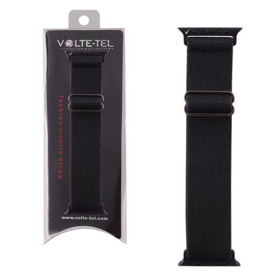 VOLTE-TEL ΛΟΥΡΑΚΙ ΡΟΛΟΓΙΟΥ APPLE WATCH 38/40/41mm ELASTIC BRAIDED NYLON BLACK VT101