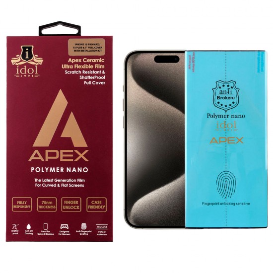 IDOL 1991 APEX POLYMER NANOTECH FILM IPHONE 15 PRO MAX / 15 PLUS 6.7 IDOL 1991 APEX POLYMER NANOTECH FILM IPHONE 15 PRO MAX / 15 PLUS 6.7