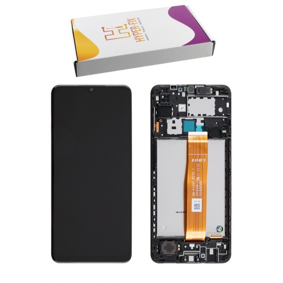 SAMSUNG A125 A12 ΟΘΟΝΗ+TOUCH SCREEN + LENS + FRAME HF-GH82-24490A BLACK HYPER-FIX SERVICE PACK
