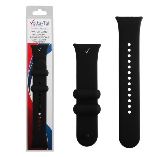 VOLTE-TEL ΛΟΥΡΑΚΙ ΡΟΛΟΓΙΟΥ ΣΙΛΙΚΟΝΗΣ XIAOMI REDMI WATCH 4/SMART BAND 8 PRO BLACK VT119