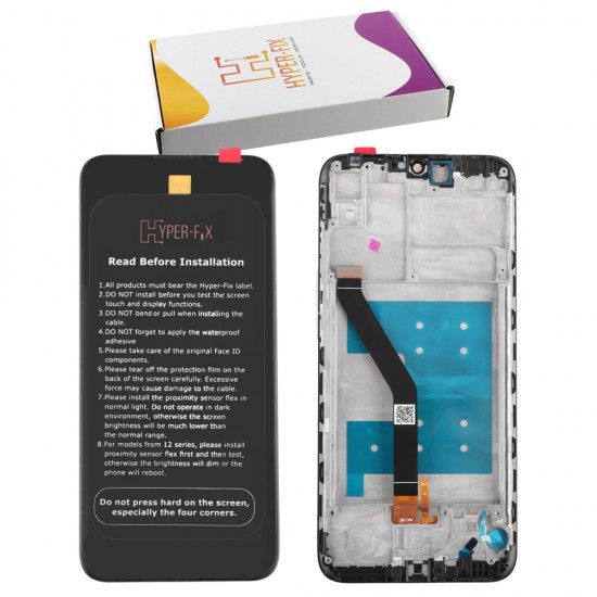 HUAWEI Y6 2019/HONOR 8A ΟΘΟΝΗ + TOUCH SCREEN + LENS + FRAME HF-02352LVM BLACK HYPER-FIX SERVICE PACK