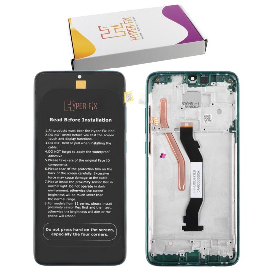 XIAOMI REDMI NOTE 8 PRO ΟΘΟΝΗ + TOUCH SCREEN + LENS + FRAME HF-56000400G700 GREEN HYPER-FIX SERVICE PACK