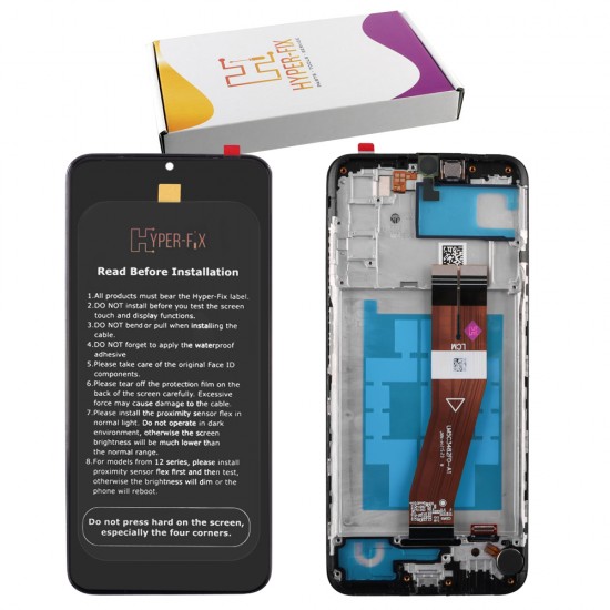 SAMSUNG A03s A037F ΟΘΟΝΗ+TOUCH SCREEN + LENS + FRAME HF-GH81-21232A BLACK HYPER-FIX SERVICE PACK