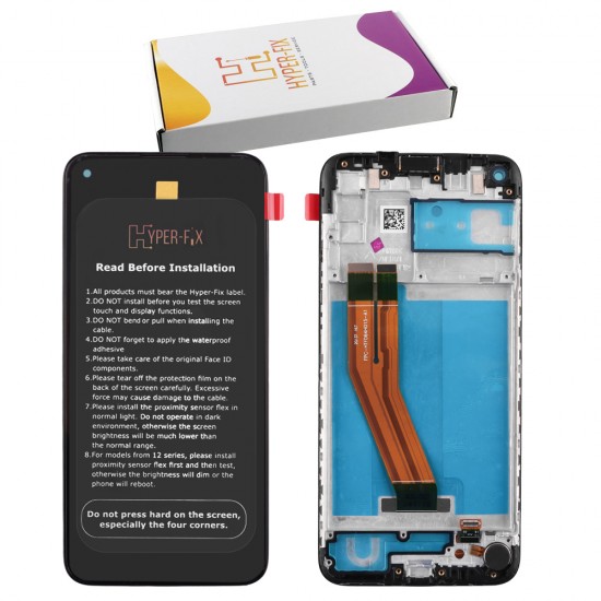 SAMSUNG A11 A115 ΟΘΟΝΗ+TOUCH SCREEN + LENS + FRAME HF-GH81-18760A BLACK HYPER-FIX SERVICE PACK