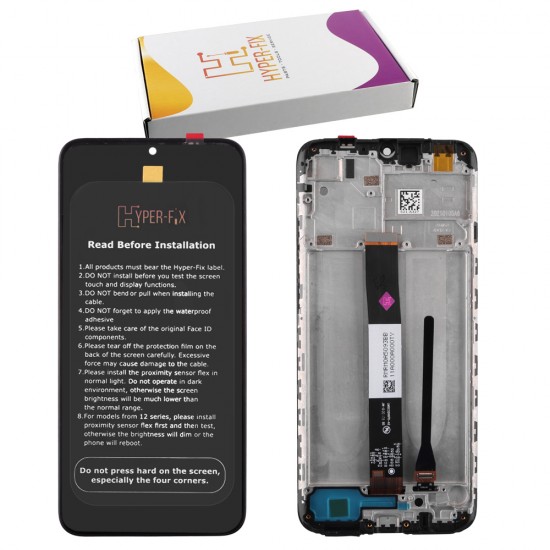 XIAOMI REDMI 9AT/9A/9C ΟΘΟΝΗ + TOUCH SCREEN + LENS + FRAME HF-560001C3LV00 BLACK HYPER-FIX SERVICE PACK