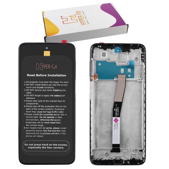XIAOMI REDMI NOTE 9 PRO/NOTE 9 PRO MAX/NOTE 9S ΟΘΟΝΗ + TOUCH SCREEN + LENS + FRAME HF-560004J6A100 GREY HYPER-FIX SERVICE PACK