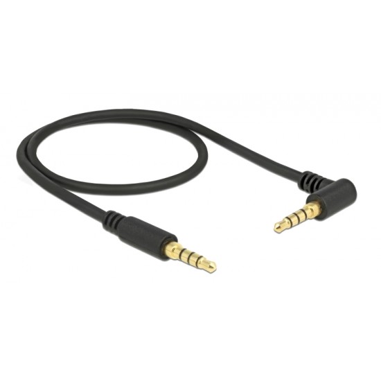 DELOCK καλώδιο Jack stereo σε Jack stereo 4pin 3.5mm, 90°, μαύρο, 0.5m DELOCK καλώδιο Jack stereo σε Jack stereo 4pin 3.5mm, 90°, μαύρο, 0.5m