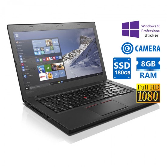 Lenovo (A-) ThinkPad T460 i5-6300U/14\\"FHD/8GB DDR3/180GB SSD/No ODD/Camera/10P Grade A- Refurbished 