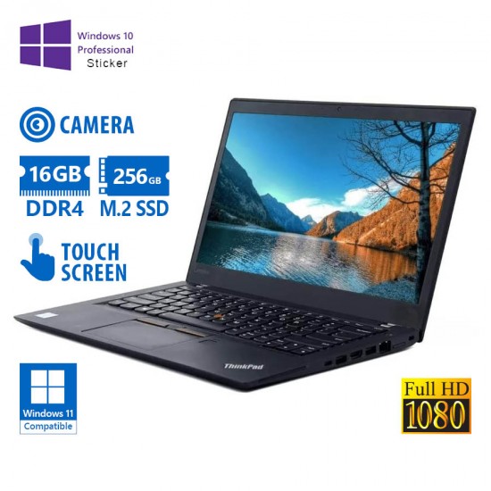 Lenovo (A-) ThinkPad T490s i5-8365U/14\\"FHD Touchscreen/16GB DDR4/256GB M.2 SSD/No ODD/Camera/10P Gra