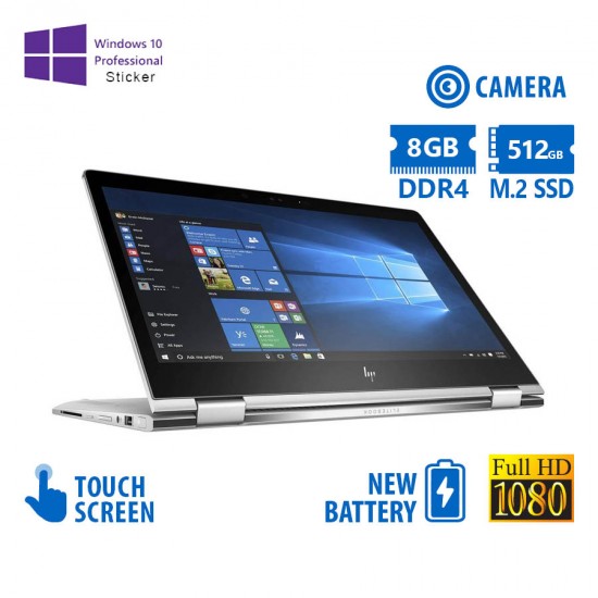 HP EliteBook x360 1030 G2 i5-7300U/13.3``FHD Touchscreen/8GB DDR4/512GB M.2 SSD/No ODD/Camera/New Ba