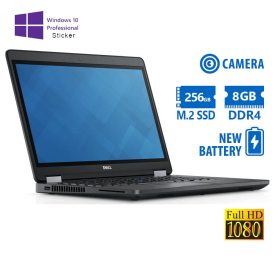 Dell (A-) Latitude E5570 i5-6300U/15.6``FHD/8GB DDR4/256GB M.2 SSD/No ODD/Camera/New Battery/10P Gra