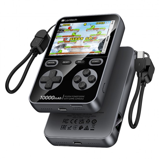LAMTECH GAME CONSOLE WITH 1500 GAMES & POWERBANK 10000MAH BLACK LAMTECH GAME CONSOLE WITH 1500 GAMES & POWERBANK 10000MAH BLACK