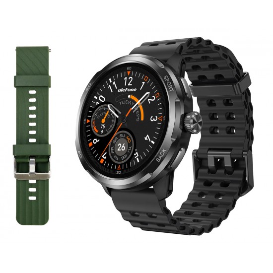 ULEFONE smartwatch Armor Watch Pro, 2x λουράκια, heart rate, 1.50