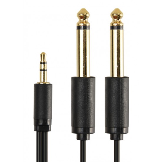 CABLETIME καλώδιο ήχου 3.5mm σε 2x 6.35mm AV310-17G, 1.8m, μαύρο