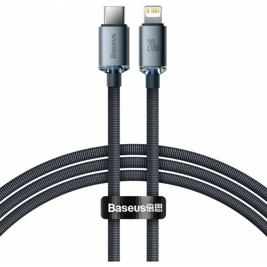 Baseus Crystal Shine Braided USB 2.0 Cable USB-C male - Lightning Μαύρο 1.2m Baseus Crystal Shine Braided USB 2.0 Cable USB-C male - Lightning Μαύρο 1.2m
