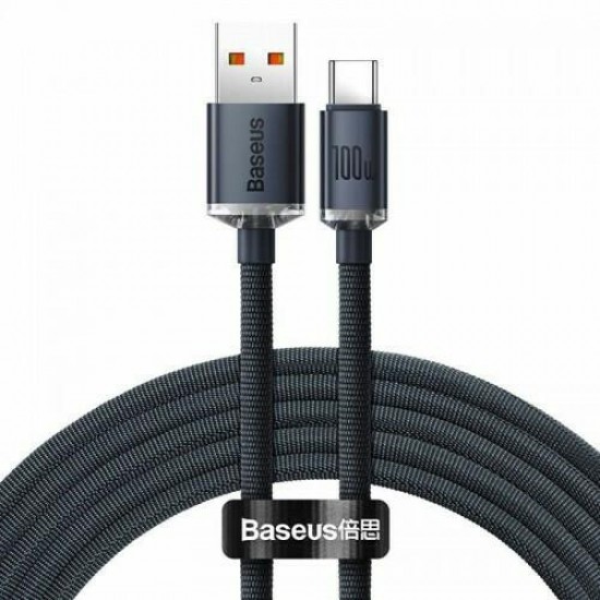 Baseus Crystal Shine Braided USB 2.0 Cable USB-C male - USB-A male Μαύρο 2m