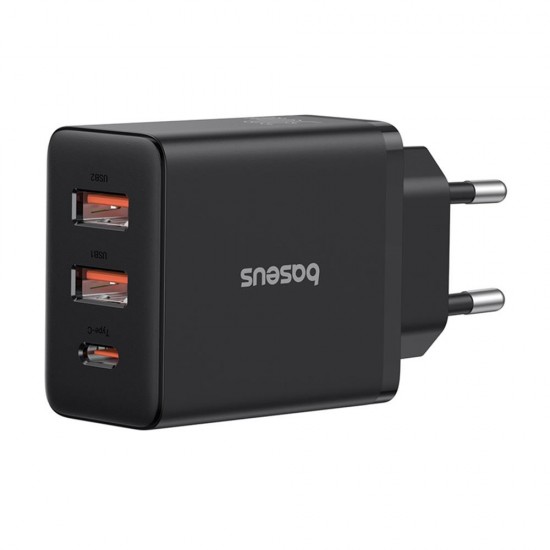 Baseus Wall Charger GaN 2x USB Type-C Fast Charging 30W Cluster Black Baseus Wall Charger GaN 2x USB Type-C Fast Charging 30W Cluster Black
