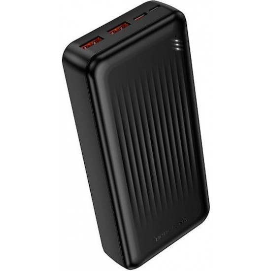 Borofone BJ80A Power Bank 20000mAh 22.5W με 2 USB-A και USB-C PD/QC Μαύρο
