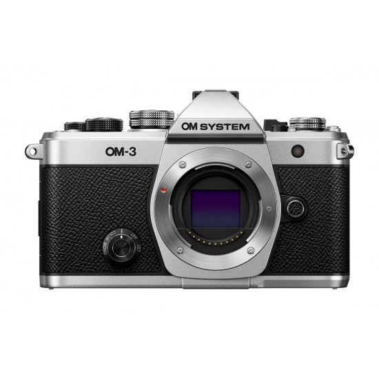 Olympus OM-System OM-3 body silver, CB-USB13 USB cable, Shoulder strap, Instruction manual, Warranty