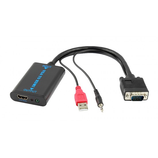 POWERTECH αντάπτορας VGA/USB/3.5mm σε HDMI CAB-H070, 1080p, 0.2m, μαύρος POWERTECH αντάπτορας VGA/USB/3.5mm σε HDMI CAB-H070, 1080p, 0.2m, μαύρος