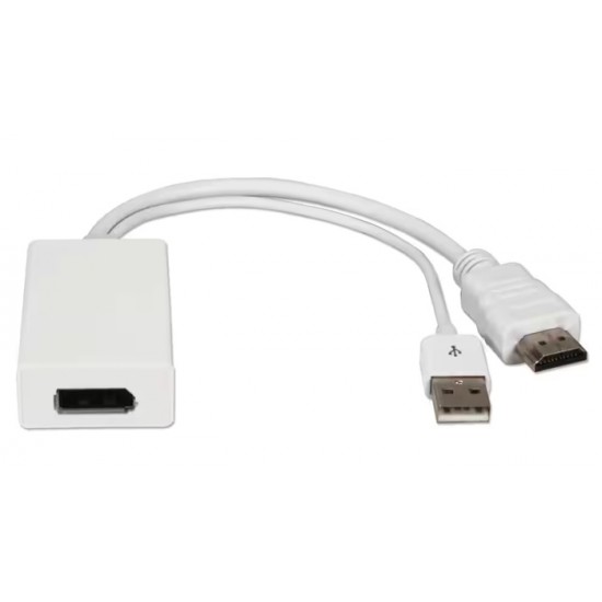 POWERTECH αντάπτορας HDMI σε DisplayPort CAB-H162, USB, 4K, λευκός POWERTECH αντάπτορας HDMI σε DisplayPort CAB-H162, USB, 4K, λευκός