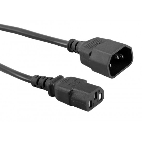 POWERTECH καλώδιο προέκτασης τροφοδοσίας CAB-P039, 3x 0.75mm², CCS, 1m, μαύρο