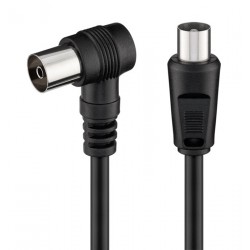 POWERTECH καλώδιο κεραίας RF αρσενικό - RF θηλυκό CAB-V041, γωνιακό, μαύρο, 1.5m