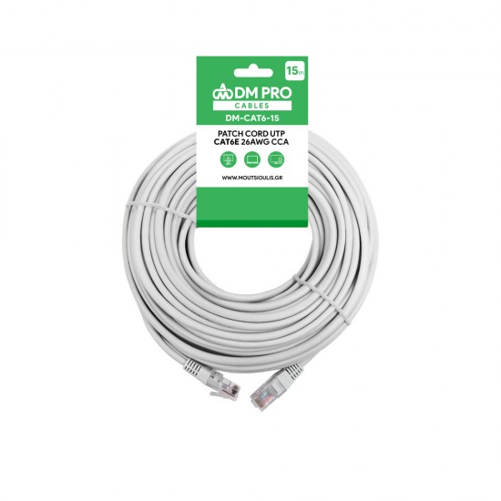 Patch cord UTP cat6e 15m γκρι DM PRO