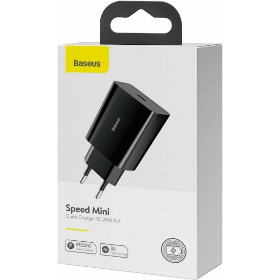 Baseus CCFS-SN01 Wall Adapter USB-C 20W Μαύρος