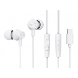 CELEBRAT earphones με μικρόφωνο G38, USB-C σύνδεση, 10mm, 1.2m, λευκά
