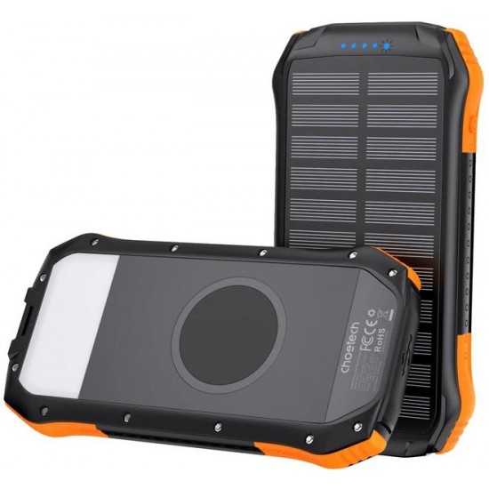 Choetech B658 Ηλιακό Power Bank 10000mAh με 2 Θύρες USB-A Orange