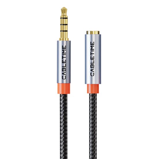 CABLETIME καλώδιο προέκτασης ήχου 3.5mm CT-AE35M, gold plated, 3m, μαύρο