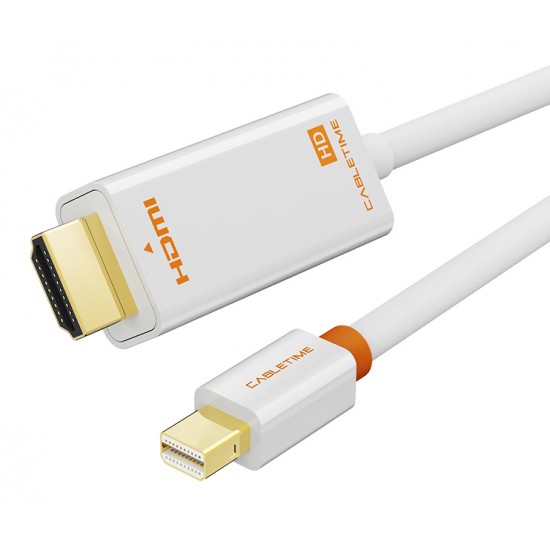 CABLETIME καλώδιο mini DisplayPort σε HDMI CT-AV588-03G, 1080p/60Hz, 1m, λευκό CABLETIME καλώδιο mini DisplayPort σε HDMI CT-AV588-03G, 1080p/60Hz, 1m, λευκό