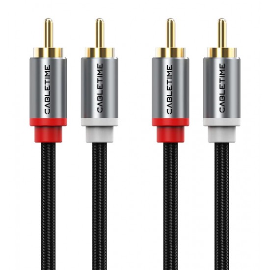 CABLETIME καλώδιο ήχου 2x RCA σε 2x RCA CT-RCA, 5m, μαύρο