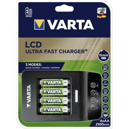 VARTA 57685101441 LCD ULTRA FAST CHARGER + 4X56706