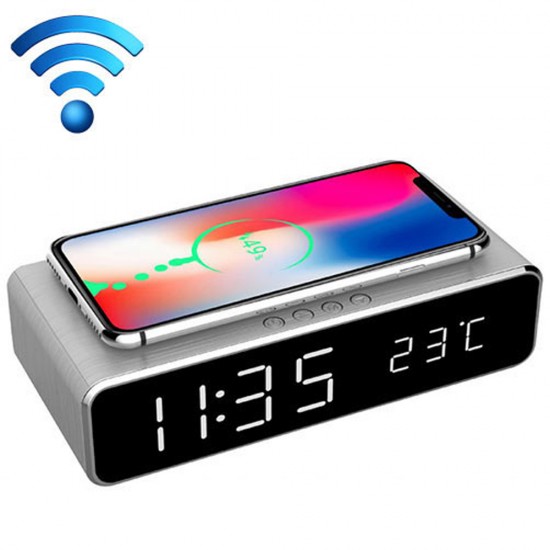 GEMBIRD DIGITAL ALARM CLOCK WITH WIRELESS CHARGING FUNCTION SILVER GEMBIRD DIGITAL ALARM CLOCK WITH WIRELESS CHARGING FUNCTION SILVER