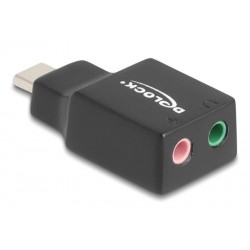 DELOCK εξωτερική κάρτα ήχου 67128, 2x 3.5mm, USB-C σύνδεση, μαύρη
