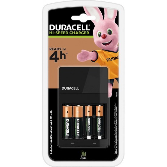 Duracell CEF14 Φορτιστής 4 Μπαταριών Ni-MH Μεγέθους AA/AAA Σετ με 2x AA 1300mAh και 2x AAA 750mAh Duracell CEF14 Φορτιστής 4 Μπαταριών Ni-MH Μεγέθους AA/AAA Σετ με 2x AA 1300mAh και 2x AAA 750mAh