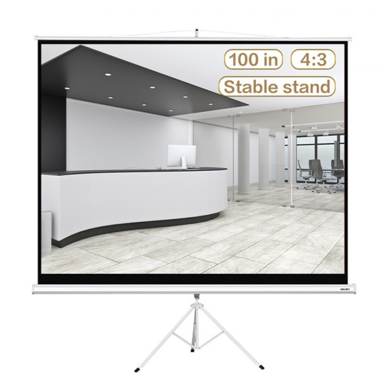 DELI BRACKET PROJECTOR SCREEN 100' WHITH TRIPOD WHITE