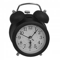 Επιτραπέζιο Ρολόι Ξυπνητήρι Μεταλλικό 12cm Μαύρο