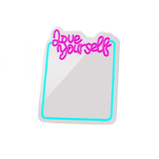 Forever Light Neon MIRROR LED LOVE YOURSELF turquoise pink Forever Light Neon MIRROR LED LOVE YOURSELF turquoise pink