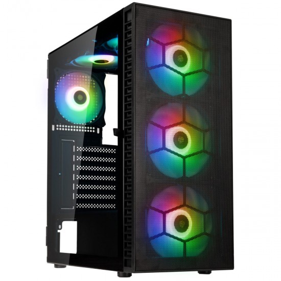 Kolink Observatory HF Mesh ARGB Midi Tower Case - Black (with 6 ARGB fans - 3x140mm & 3x120mm) Kolink Observatory HF Mesh ARGB Midi Tower Case - Black (with 6 ARGB fans - 3x140mm & 3x120mm)
